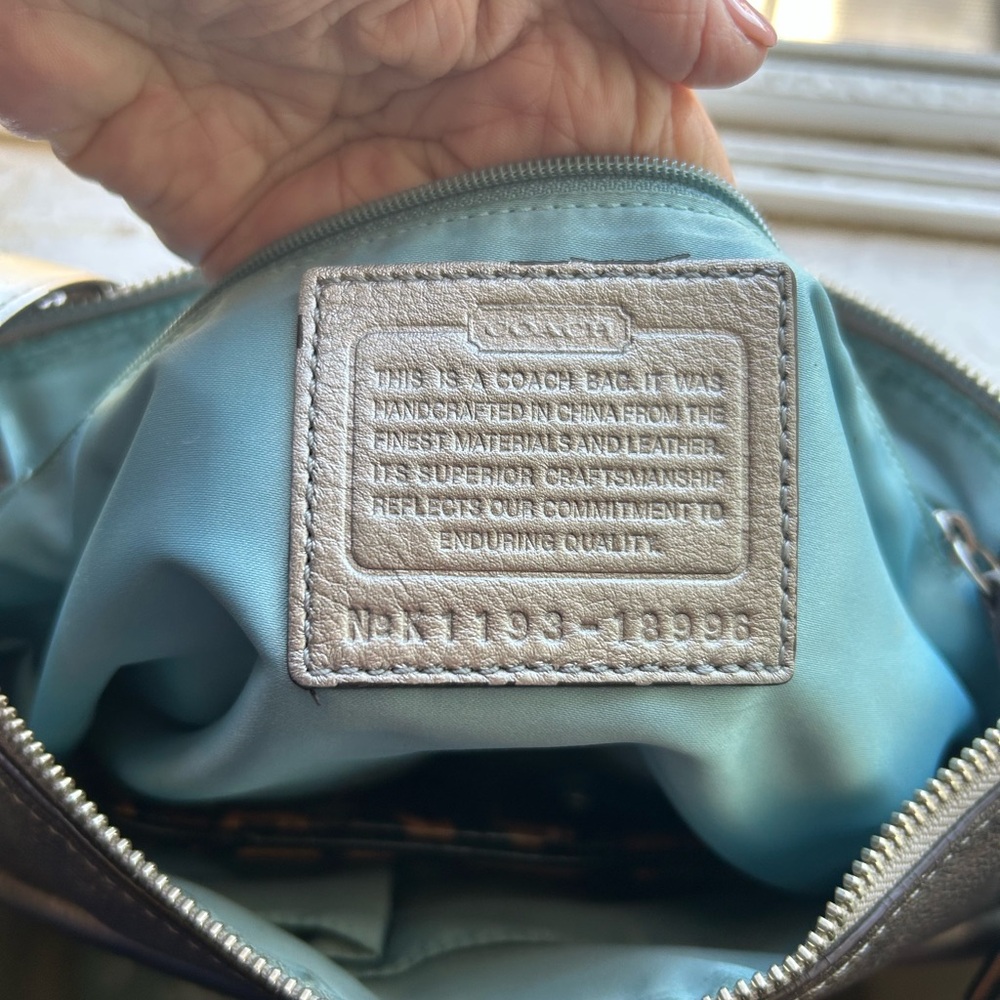 Coach Leather Patch Inside Turquoise Lined Handbag - image 6